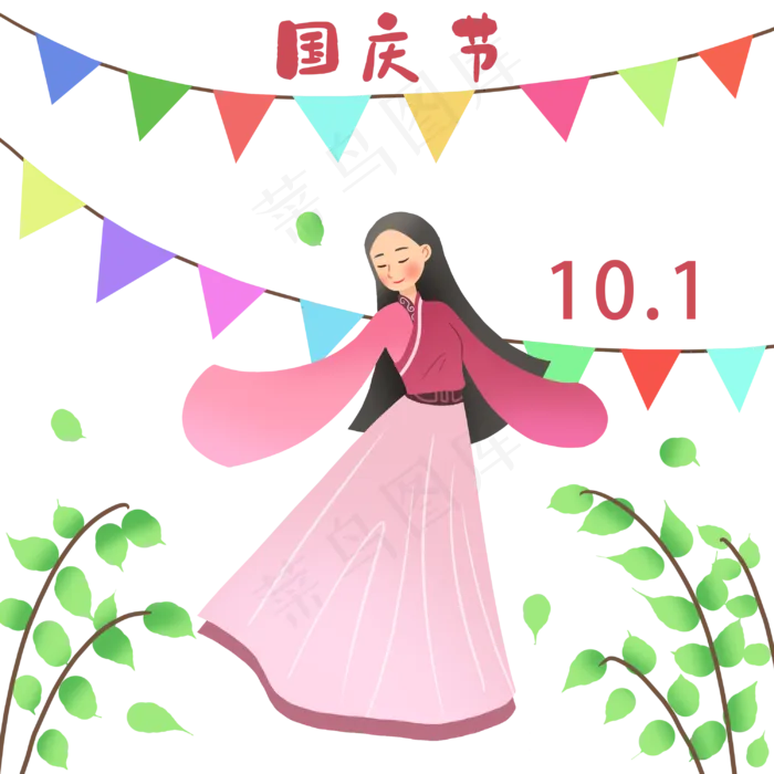 汉服女孩国庆节(3000X3000(DPI:300))psd模版下载