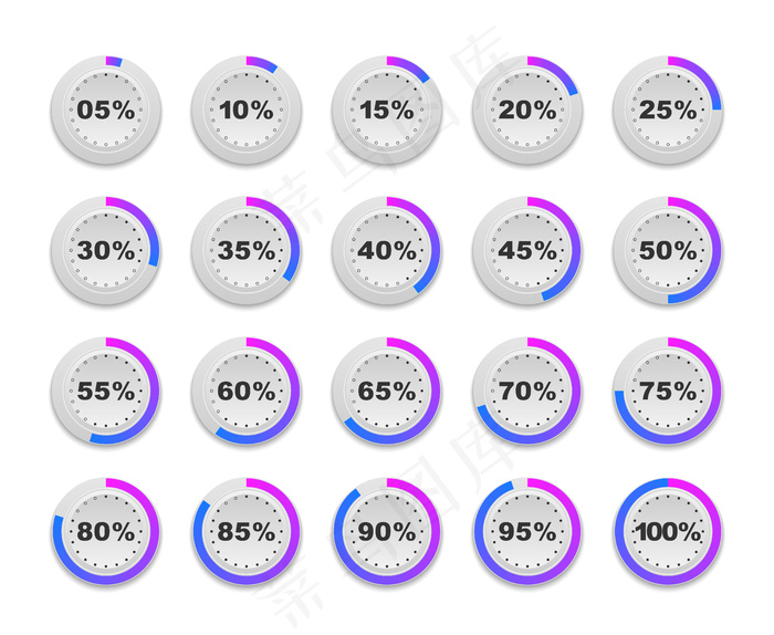 一组圆百分比图eps,ai矢量模版下载