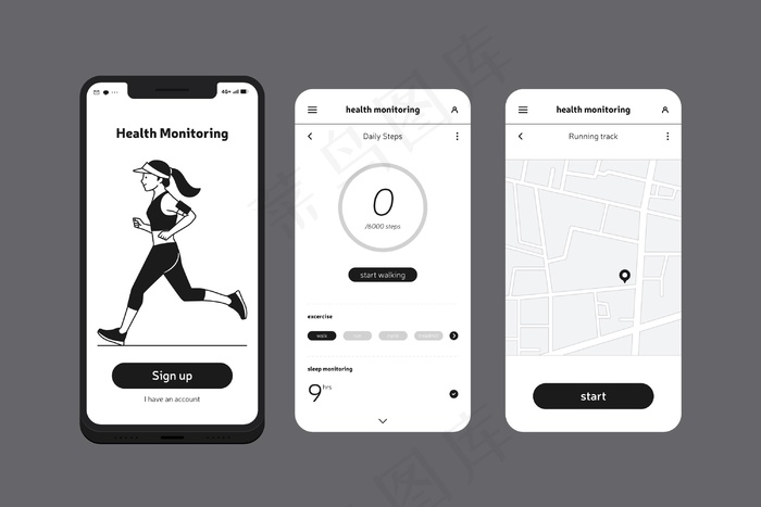 健康跑步手机app手机app移动应用eps,ai矢量模版下载