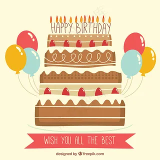 生日蛋糕背景与气球