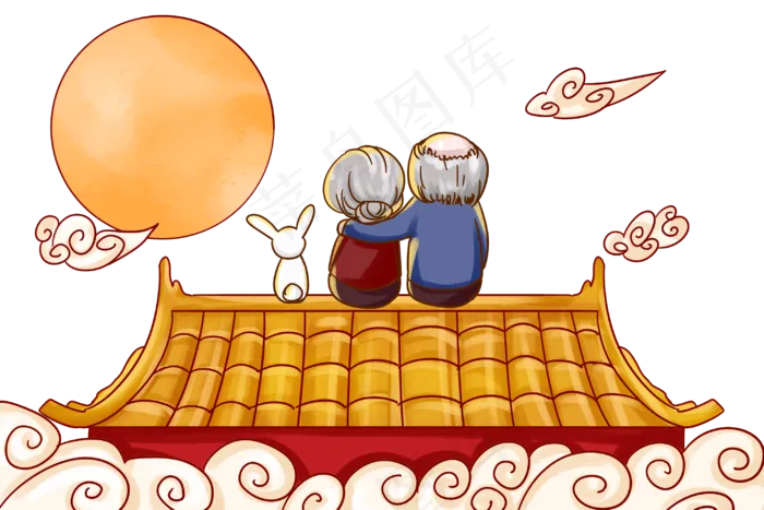 国庆中秋屋顶赏月(3000X2000(DPI:300))psd模版下载