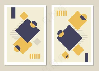 一套简约风格的时尚抽象几何形状，墙壁、卡片、宣传册、包装、封面的绝佳装饰。矢量图