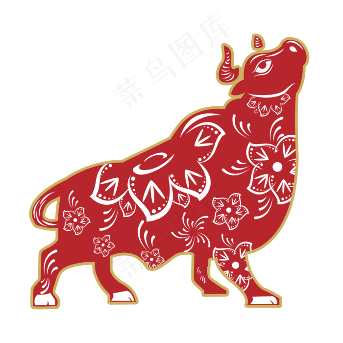 矢量2021剪纸牛牛