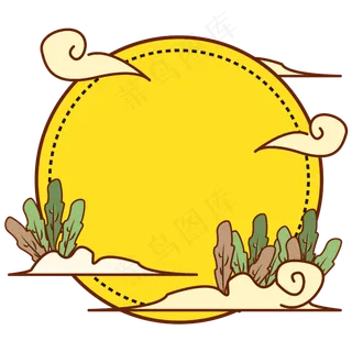 矢量手绘卡通中秋节边框对话框