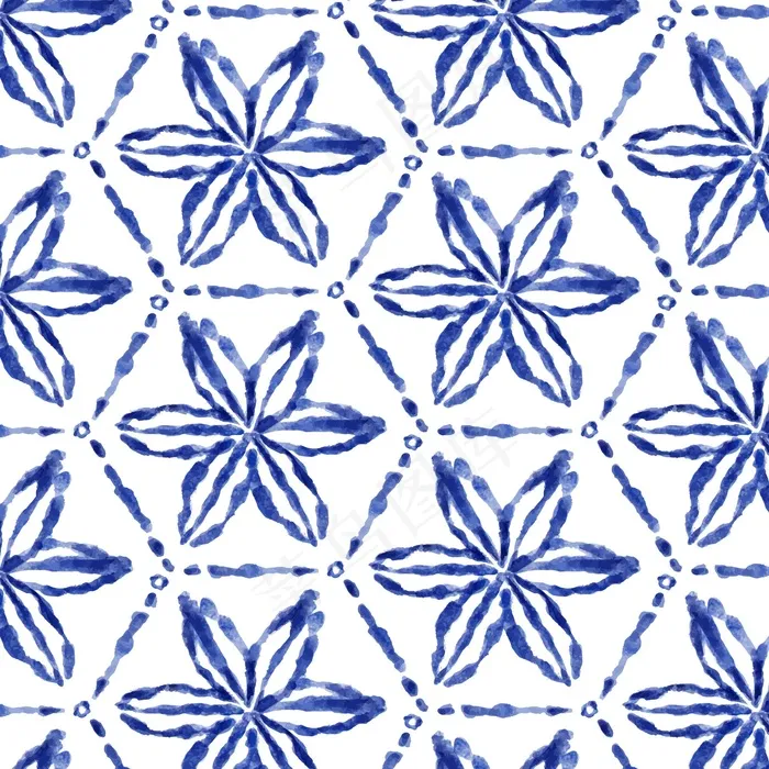 水彩花shibori图案eps,ai矢量模版下载