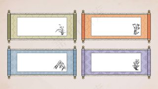 东方复古亚洲卷轴。中国挂卷轴韩文。日本卷轴纸。