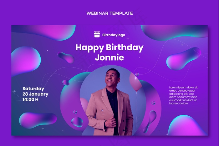 渐变抽象流体生日网络研讨会eps,ai矢量模版下载