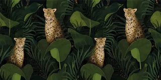 棕榈叶豹纹的奇异热带图案