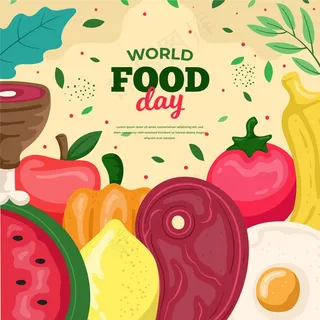 手绘世界粮食日概念图