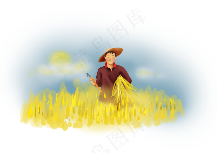 立秋手绘丰收麦子