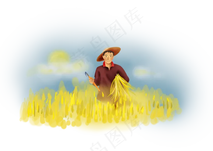 立秋手绘丰收麦子(4961X3508(DPI:300))psd模版下载