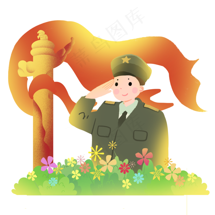 新中国成立70周年军人敬礼素材