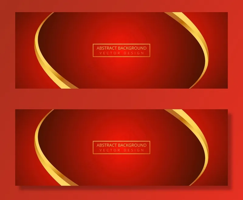 红色横幅banner背景的抽象金色波浪