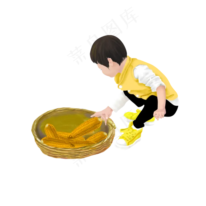手绘乡村玉米丰收(2500X2500(DPI:300))psd模版下载