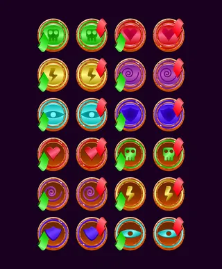 一套游戏ui圆形木制果冻魔法通电