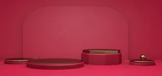 红色简约C4D电商展台