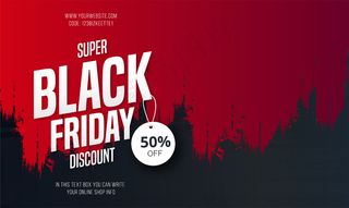 超级黑色星期五销售横幅banner与红色刷笔画