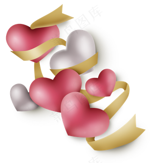 粉色银色立体心