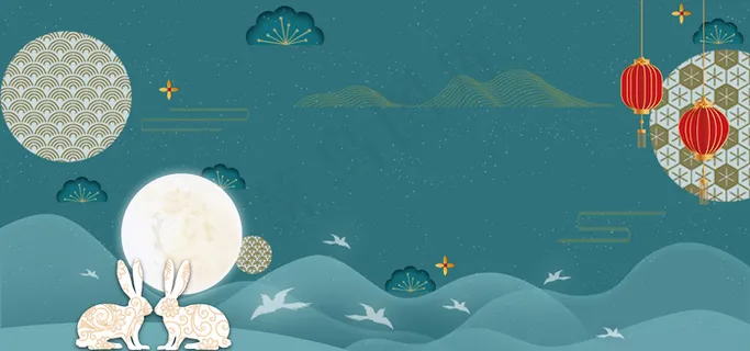 简约素雅古风中秋背景