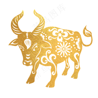 牛年装饰烫金剪纸