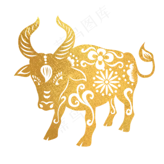牛年装饰烫金剪纸