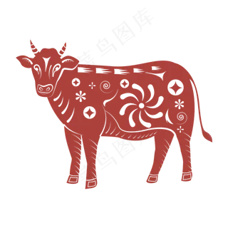 春节剪纸喜庆牛