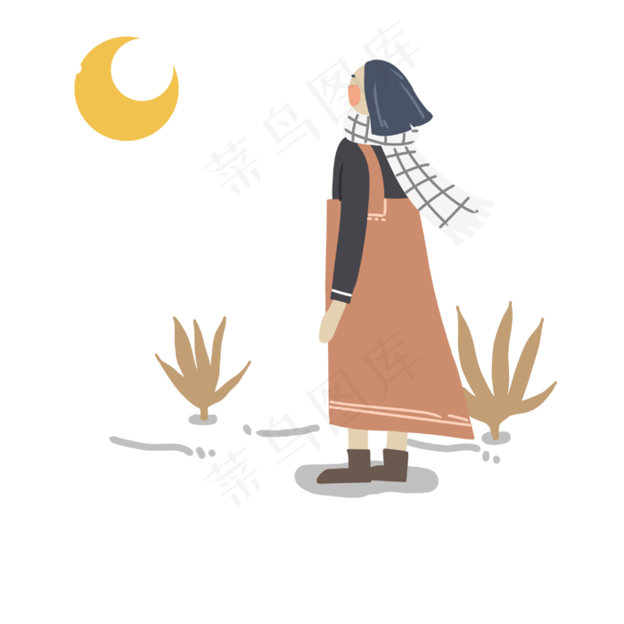立冬看雪景小女孩(3000X3000(DPI:300))psd模版下载