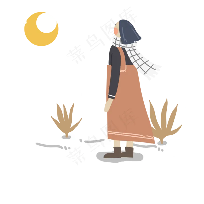 立冬看雪景小女孩(3000X3000(DPI:300))psd模版下载