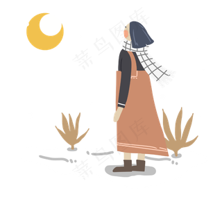 立冬看雪景小女孩