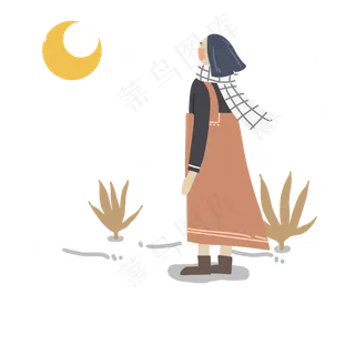 立冬看雪景小女孩