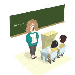 教师节上课的老师学生手绘