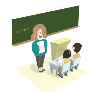 教师节上课的老师学生手绘