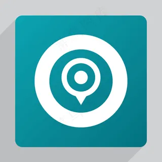 平面地图图钉图标，绿色背景上的白色