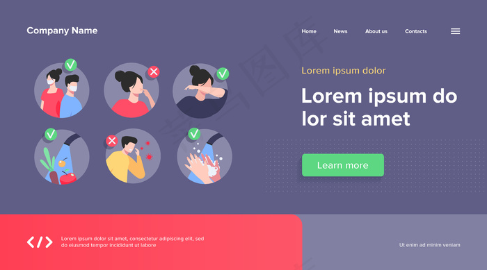 防止冠状病毒感染。预防传播、避免流感症状和咳嗽的安全清单。2019年ncov、corona病毒、医疗保健概念的载体说明