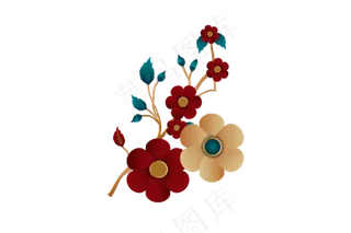 中国风手绘花元素免扣高清素材图2