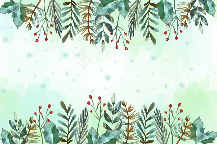 水彩画圣诞背景