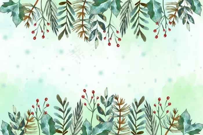水彩画圣诞背景eps,ai矢量模版下载