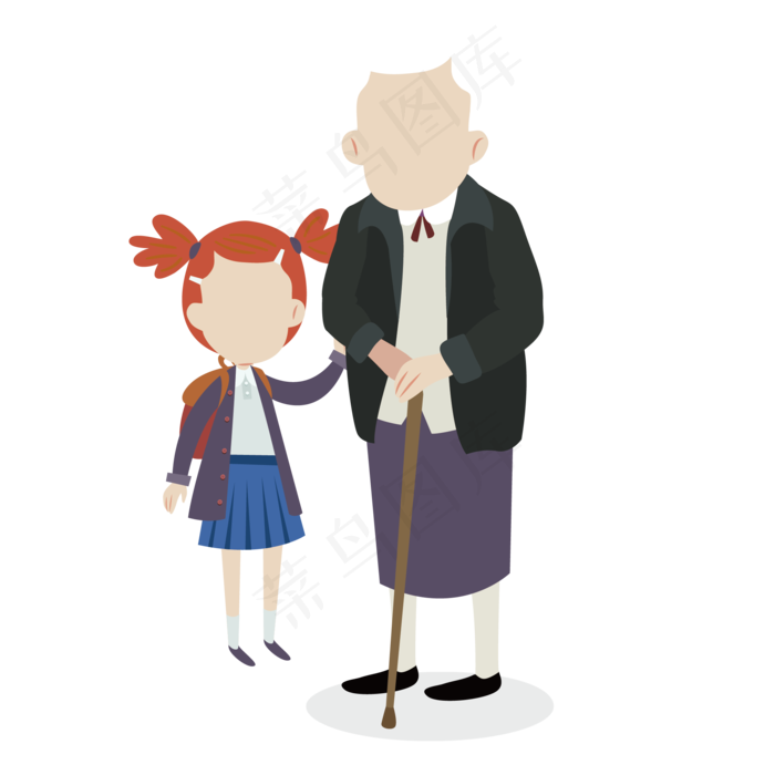 扁平化老奶奶和她的孙女