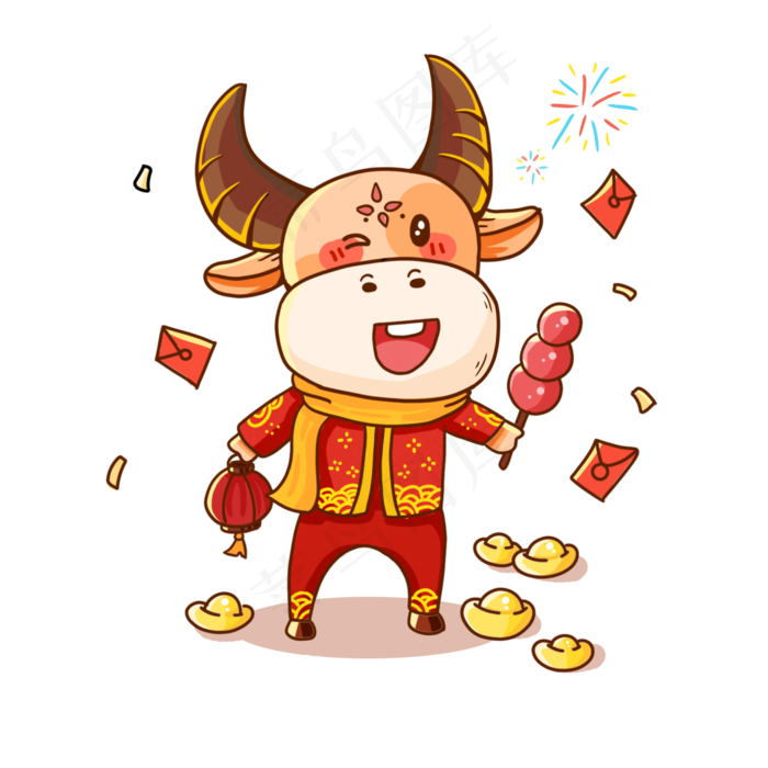 牛年新年卡通牛(2000X2000(DPI:300))psd模版下载