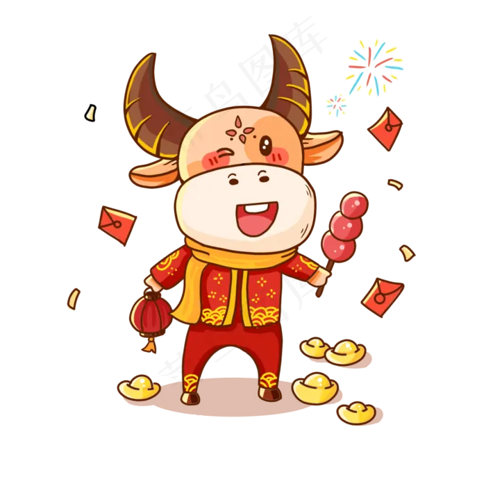 牛年新年卡通牛(2000X2000(DPI:300))psd模版下载