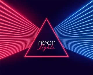 红色和蓝色的霓虹灯光线