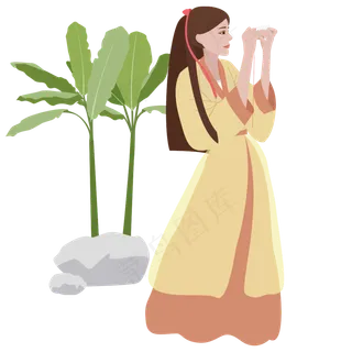 七夕穿针乞巧古风人物