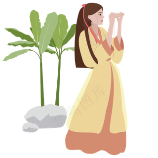 七夕穿针乞巧古风人物