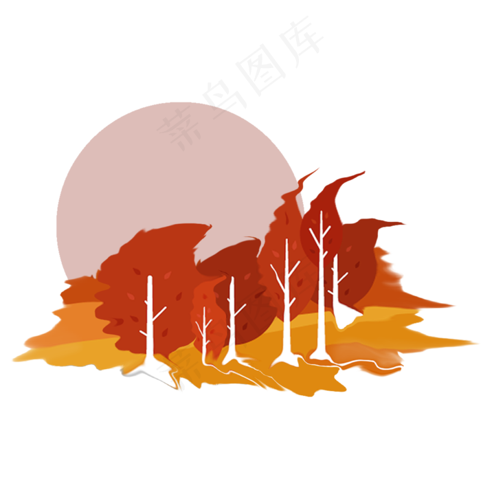 手绘秋天刮风风景