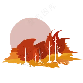 手绘秋天刮风风景