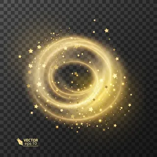 霓虹黄曲线的辉光星光效果