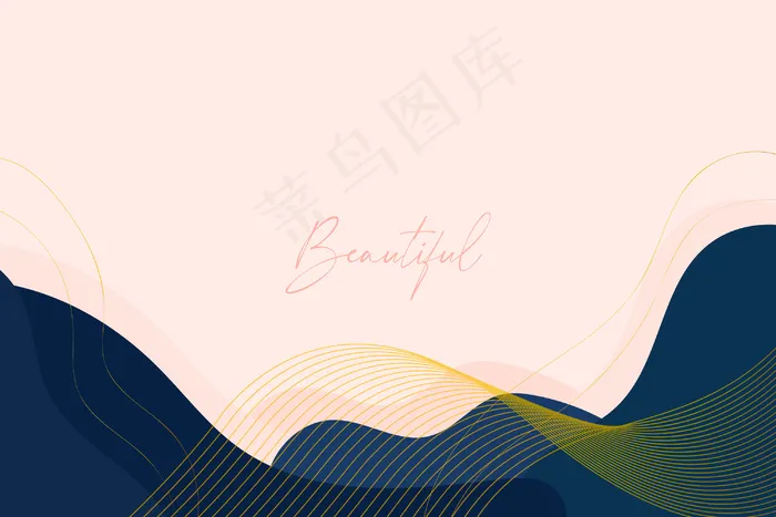 美丽的背景，有机的形状和金色的线条