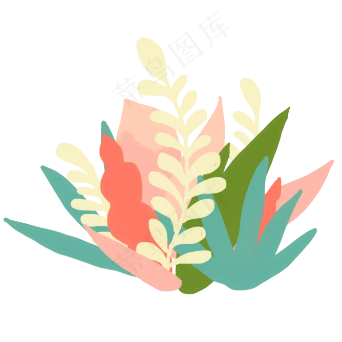 七夕清新花草植物纯色装饰手绘(2000*2000px 300 dpi )psd模版下载