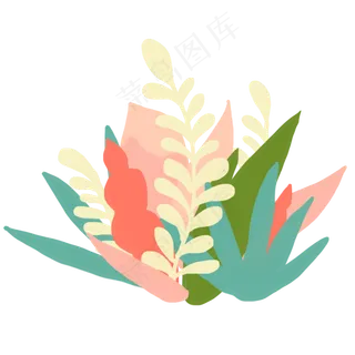 七夕清新花草植物纯色装饰手绘