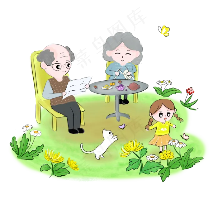 重阳赏菊手绘PNG(3000X3000(DPI:300))psd模版下载